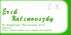 erik malinovszky business card